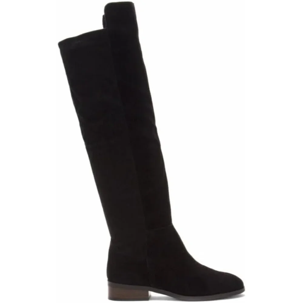 Women's Black Above the Knee Pointed Toe Low Heel Calypso Winter Long Boot